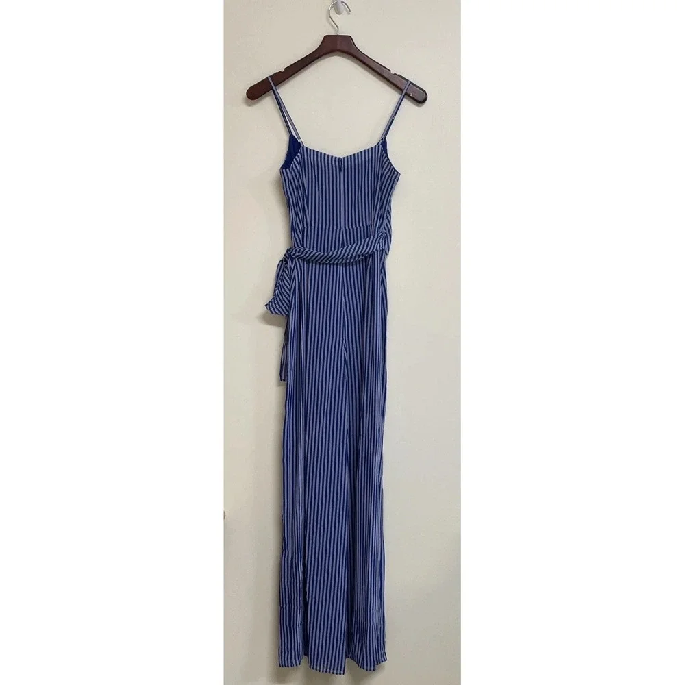NWT Michael Kors Twilight‎ Blue Striped Sleeveless Jumpsuit Elegance Women's S